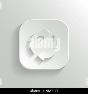 Icona Aggiorna - vettore app bianco pulsante con ombra Illustrazione Vettoriale