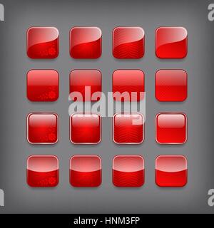 Set di blank pulsanti rossi per voi designor app. Illustrazione Vettoriale