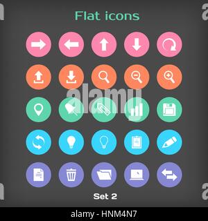 Vector Round Flat Icon Set ?2 nella variazione di colore Illustrazione Vettoriale