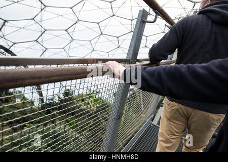 Piattaforma di avvistamento, Rainforest Biome, Eden Project. Foto Stock