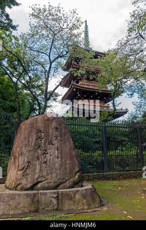 Vecchia pagoda al Santuario Toshogu al Parco di Ueno a Tokyo in Giappone. Foto Stock
