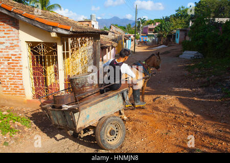 Trinidad, Cuba - gennaio 29,2017:i tipici materiali di trasporto nella vecchia città coloniale, Trinidad, Cuba. (Patrimonio Mondiale UNESCO) Foto Stock