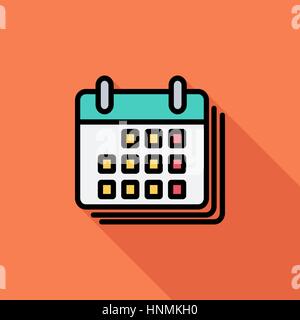 Icona Calendario. Vettore di piana relativa icona con lunga ombra per il web e applicazioni per dispositivi mobili. Esso può essere utilizzato come - il logo, il pittogramma, icona, una infografica eleme Illustrazione Vettoriale