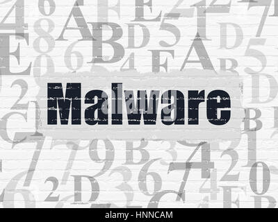 Il concetto di protezione: Il malware su sfondo a parete Foto Stock