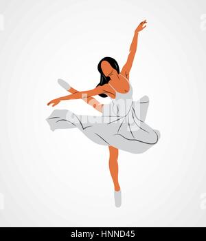 Abstract ballerina danza su uno sfondo bianco ballerino. Illustrazione Vettoriale. Illustrazione Vettoriale