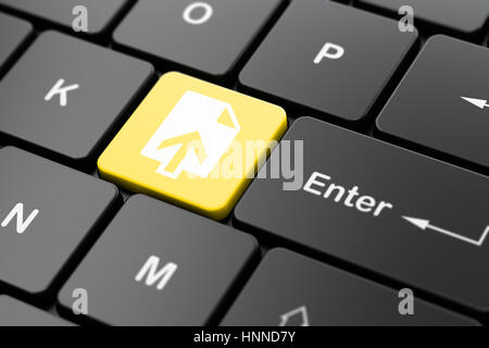 Sviluppo Web concetto: Caricare sulla tastiera del computer sullo sfondo Foto Stock
