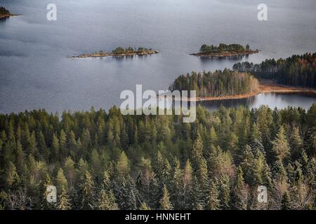 Scenario da Koli National Park (Kolin kansallispuisto) in Finlandia, a nord della Karelia: Lago Pielinen in Koli National Park (Kolin kansallispuisto) Foto Stock