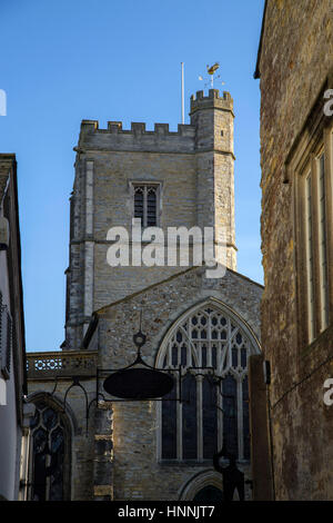 Santa Maria Vergine, la chiesa parrocchiale di Axminster, Devon, Regno Unito Foto Stock