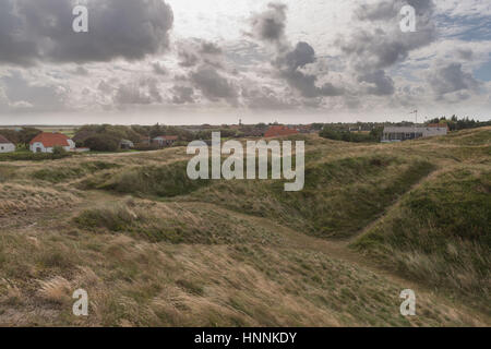 Le dune di sabbia di Isola Mandoe in danese il Wadden Sea, UNECSCO Patrimonio Naturale Mondiale, nel Mare del Nord a Sud dello Jutland, Danimarca Foto Stock