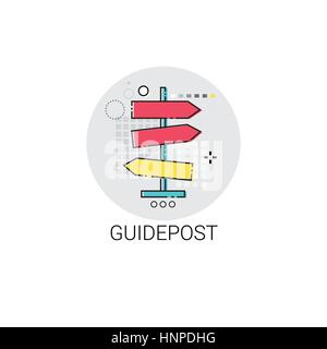 Guidepost cartello stradale guida Icona di direzione Illustrazione Vettoriale