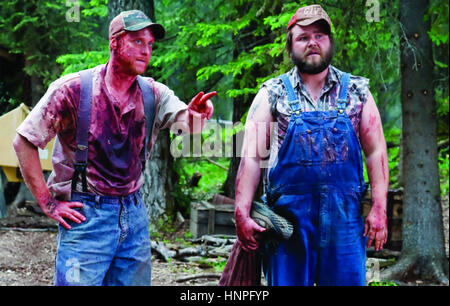 TUCKER e dale vs EVIL 2010 Reliance Big Pictures film con Tyler Labine a destra e Alan Tudyk Foto Stock