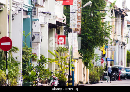 Terrazza degli edifici e pensioni, amore Lane, Georgetown, Penang, Malaysia Foto Stock