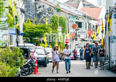 Amore Lane street scene, Georgetown, Penang, Malaysia Foto Stock