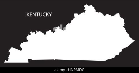 Kentucky USA Mappa black silhouette invertito Illustrazione Vettoriale