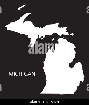 Michigan STATI UNITI Mappa black silhouette invertito Illustrazione Vettoriale