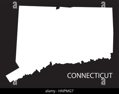 Connecticut USA Mappa black silhouette invertito Illustrazione Vettoriale
