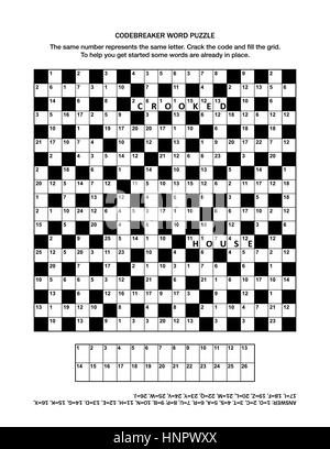 Pagina di puzzle con codebreaker (o parola di codice o un codice cracker) parola gioco. risposta inclusa. Illustrazione Vettoriale
