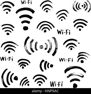 Mano bozzetto icona Wi-Fi Illustrazione Vettoriale