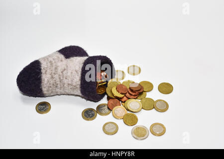 Il denaro nella calza. Composizione astratta Foto Stock