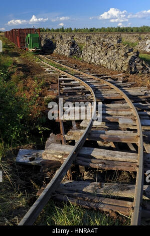 Taglio di torba nella Goldenstedter Moor, Bassa Sassonia, Germania Foto Stock