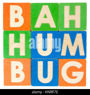 BAH HUMBUG concept presentato con blocchi giocattolo. Foto Stock
