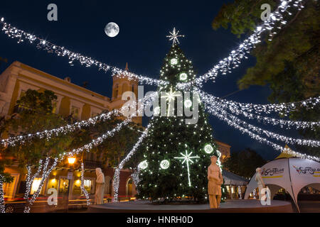 Albero di Natale Decorazioni ALCALDIA CITY HALL Plaza de Armas Città Vecchia di San Juan di Porto Rico Foto Stock