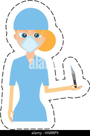 Cartoon personale infermiere bisturi e maschera medical illustrazione vettoriale EPS 10 Illustrazione Vettoriale