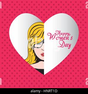 Felice womens giorno pop art donna punti sfondo illustrazione vettoriale EPS 10 Illustrazione Vettoriale