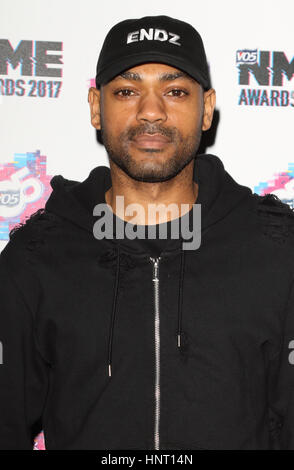 Londra, Regno Unito. Il 15 febbraio 2017. Kano al VO5 NME Awards 2017 all'O2 Academy, Brixton di Londra il 15 febbraio 2017 Credit: KEITH MAYHEW/Alamy Live News Foto Stock