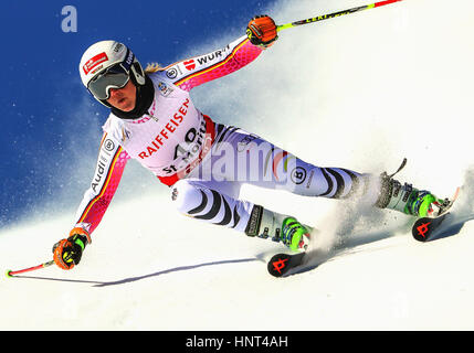 San Moritz, Svizzera. Xvi Feb, 2017. Atleta tedesco Maren Wiesler in azione a Mondiali di sci alpino a San Moritz, Svizzera, 16 febbraio 2017. Foto: Michael Kappeler/dpa/Alamy Live News Foto Stock