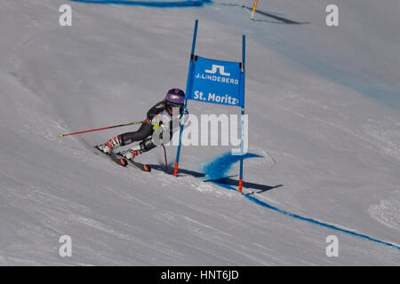 San Moritz, Svizzera, 16 febbraio 2017. Tessa Worley durante il Ladies Slalom Gigante al FIS Mondiali di Sci 2017 di San Moritz. Credito: Rolf Simeone/Alamy Live News Foto Stock