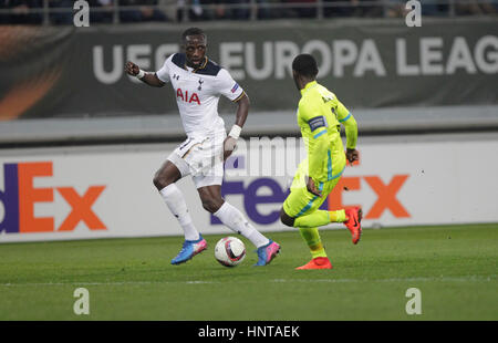 Belgio, Gand. Xvi Feb, 2017. Il 16 febbraio 2017, Gand, Belgio; Moussa Cissoko Tottenham nel Ghelamco Arena durante la UEFA Europa League 2016/2017 Round di 16, Credito: Laurent Lairys/Agence Locevaphotos/Alamy Live News Foto Stock