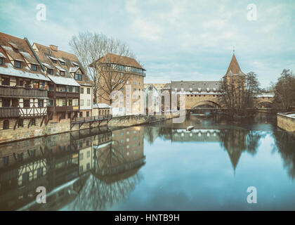 Città medievale di Norimberga, Germania Foto Stock