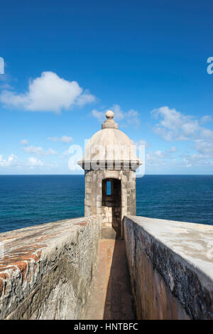 Garitta Castillo San Felipe del Morro città vecchia di San Juan di Porto Rico Foto Stock