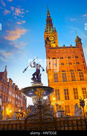 Gdansk città vecchia - Fontana di Nettuno, Polonia Foto Stock