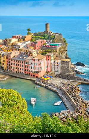 Vernazza, il Parco Nazionale delle Cinque Terre, Liguria, UNESCO Foto Stock