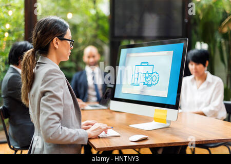 Strategia grafico a cavaliere del concetto di Icona Foto Stock