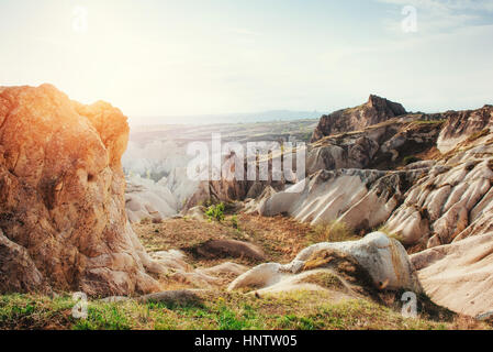 Fantastico tramonto sul Red Valley in Cappadocia, Anatolia, T Foto Stock