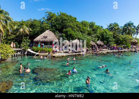 Stock Photo - Spiaggia a Hotel Occidental Flamenco Xcaret, Xcaret, Riviera Maya, la penisola dello Yucatan, Messico Foto Stock