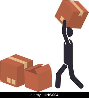 Silhouette con set pacchetto di raccolta ed il pittogramma persona dispatcher illustrazione vettoriale Illustrazione Vettoriale