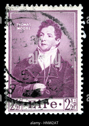 Con timbro postale timbro dall Irlanda nel centenario della morte di Thomas Moore serie emesse nel 1952 Foto Stock