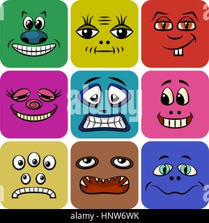 Monster Smileys, impostare Illustrazione Vettoriale