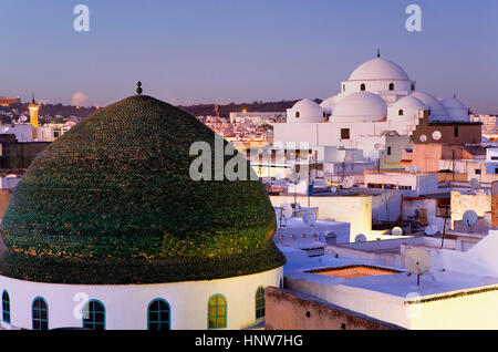 Tunisia: città di Tunisi.skyline di Tunisi. A destra di Sidi Mahrez moschea. A sinistra la cupola di Zaouia de Sidi Brahim Foto Stock