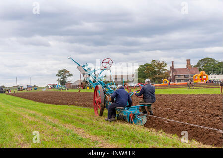 Due motori di trazione a dare una dimostrazione di aratura in un match di aratura a Cliffe vicino a Gravesend Kent. Foto Stock