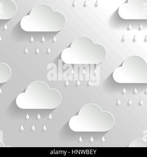 Modello senza cuciture con carta di nuvole di pioggia. Abstract sfondo vettoriale Illustrazione Vettoriale