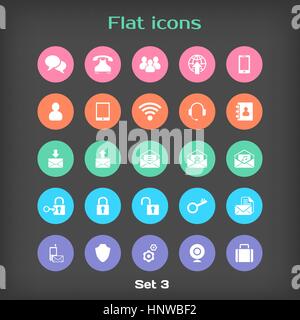 Vector Round Flat Icon Set ?3 nella variazione di colore Illustrazione Vettoriale