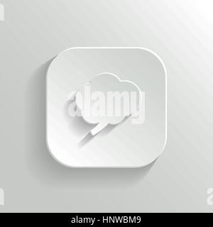 Icona del cervello - vettore app bianco pulsante con ombra Illustrazione Vettoriale