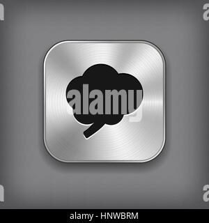 Icona del cervello - vettore app in metallo con il pulsante ombra Illustrazione Vettoriale