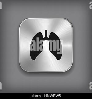 Icona dei polmoni - vettore app in metallo con il pulsante ombra Illustrazione Vettoriale