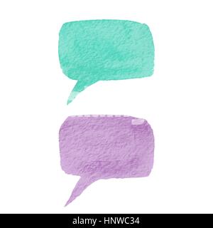 Set di vettore di parlato ad acquerello Set bolle di vettore acquerello Fumetti. Disegnata a mano isolati gli elementi di design Illustrazione Vettoriale